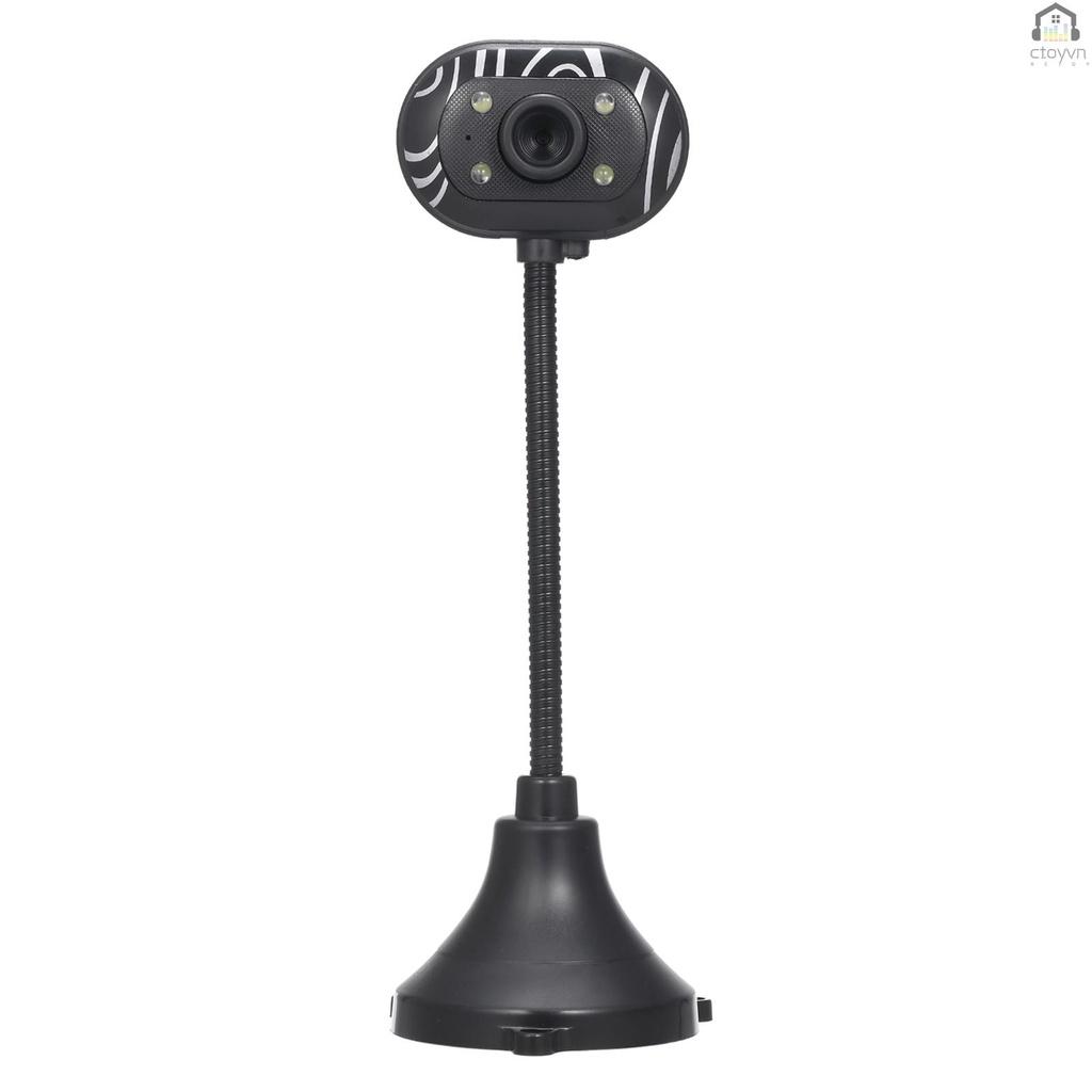Webcam HD 480P USB 2.0 kèm mic 4 đèn LED cho laptop