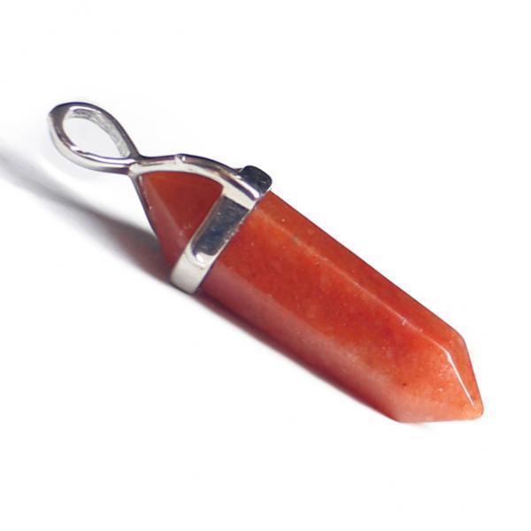 2-7pack Red Aventurine Hexagonal Pointed Reiki Healing Pendant Fit Chain