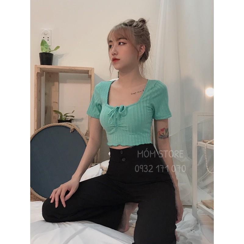 Áo Croptop Rút Dây Thun Gân Xịn Mịn