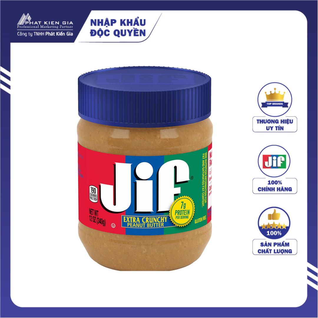 Bơ Đậu Phộng Hạt Jif 340g
