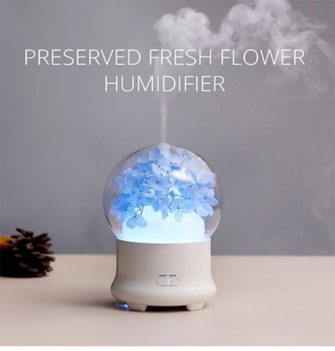 Máy Khuếch Tán Tinh Dầu Siêu Âm Phun Sương Quả Cầu Hoa Iflower | Kèm led 7 màu có thể dùng làm đèn ngủ siêu dễ thương