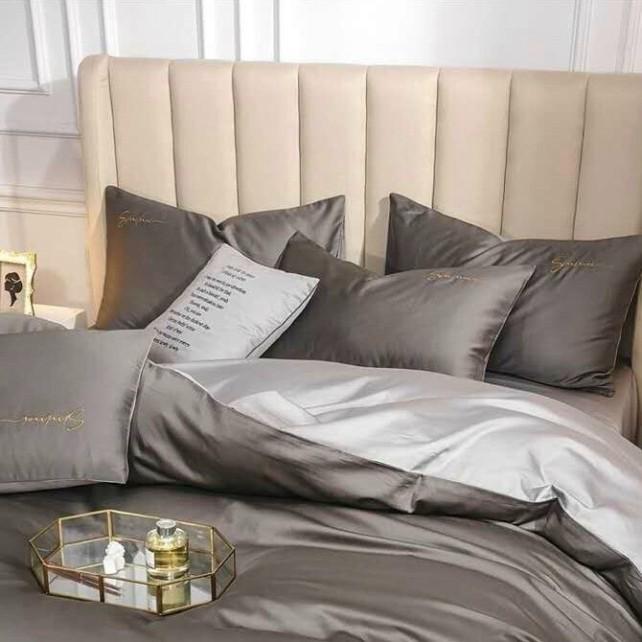 Set 5 Món Vỏ Chăn Ga Gối Tencel 40s LAN PHAM BEDDING - Xám Đậm
