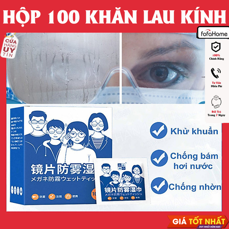 Hộp 100 Khăn Lau Kính Nano, Chống Bám Hơi Nước, Chống Bụi Bẩn - Khăn Lau Kính Nano Hộp 100 Miếng Giấy Lau Kính Chống Bám Hơi Nước, Lau Sạch Vân Tay Bụi Bẩn