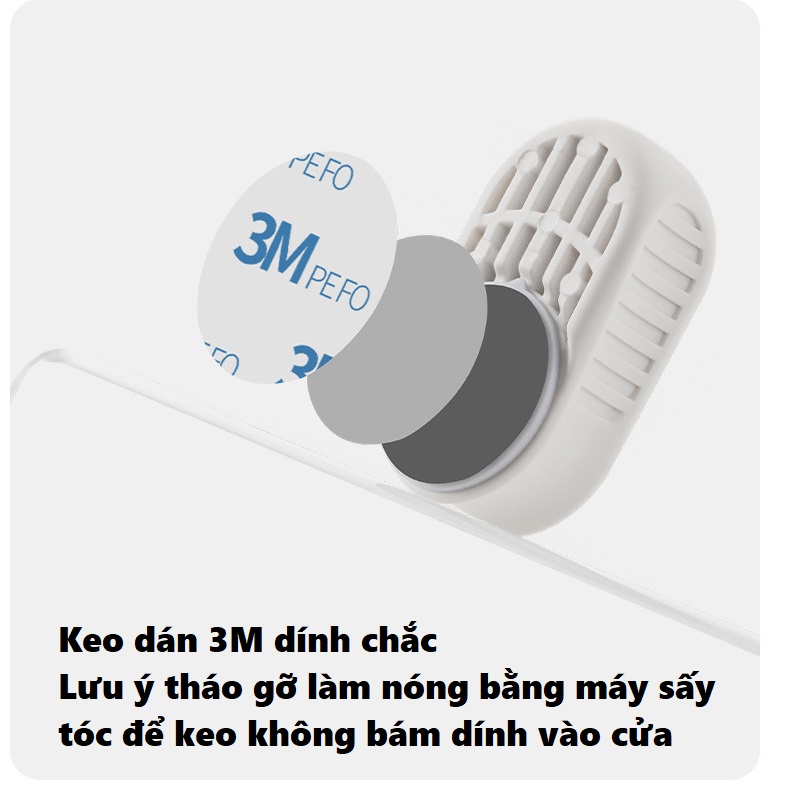 Dụng cụ chặn cửa ABS cao cấp dán cố định màu trắng xoay 180 độ chống kẹt tay, an toàn, giảm tiếng ồn