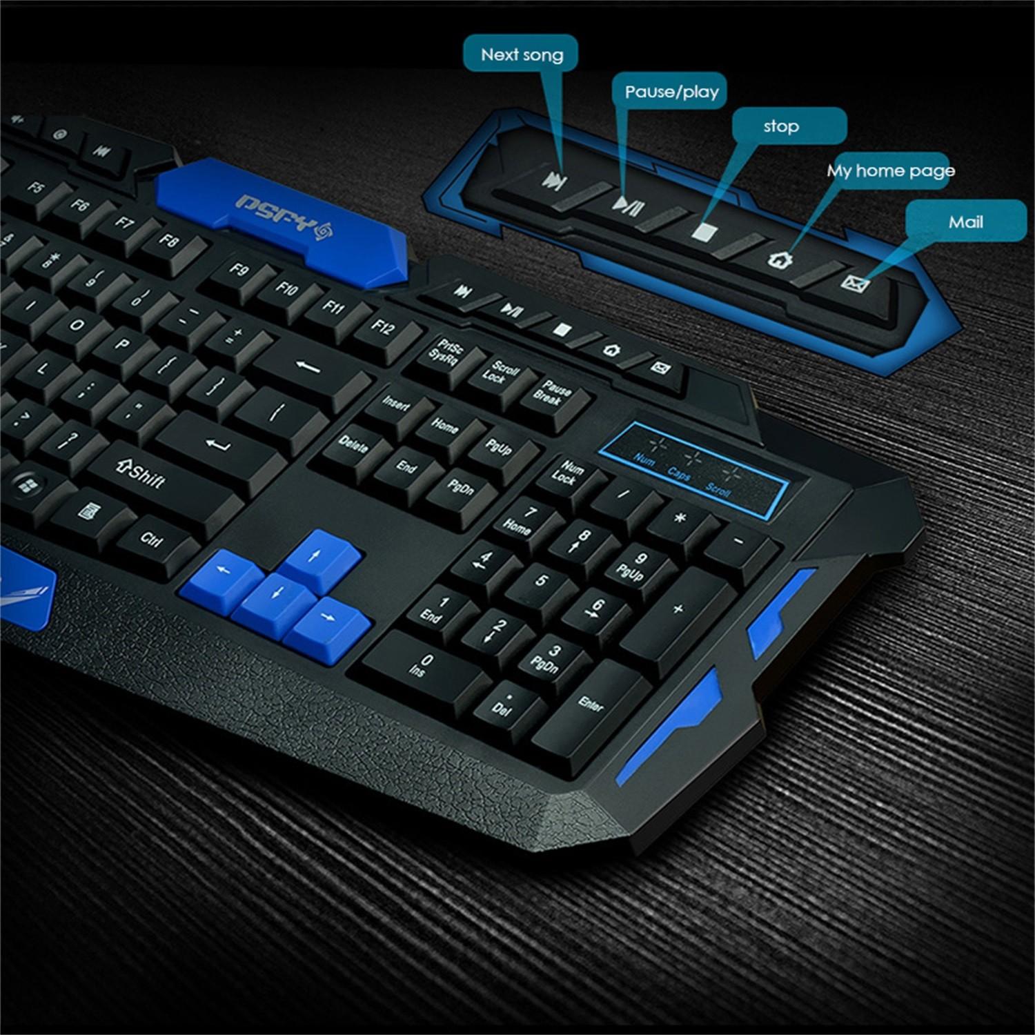 HK8100 Bộ Bàn Phím Chuột Không Dây 1200 DPI Giao Diện USB Bàn Phím Chơi Game Chuột Cho Máy Tính Máy Tính Cơ Khí Chuột Dành Cho Văn Phòng