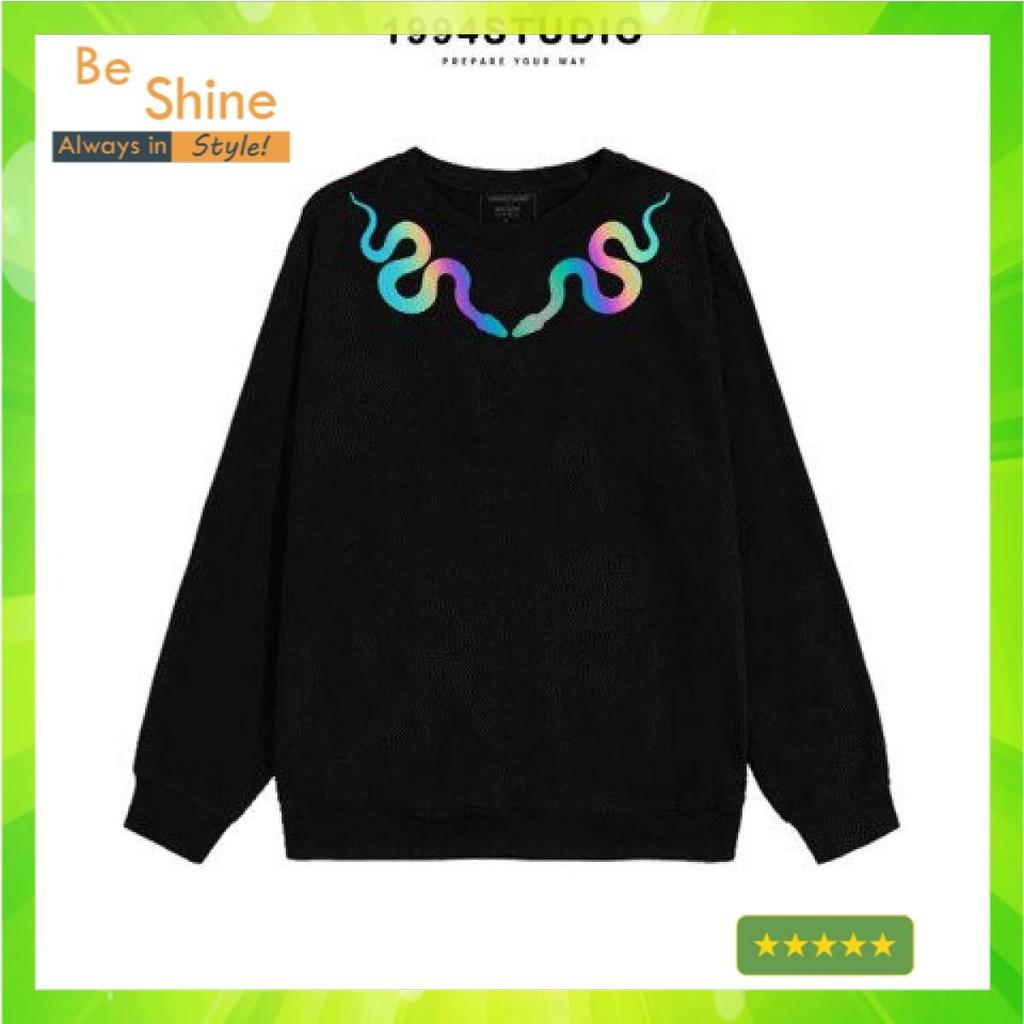 Áo Sweater Tay Dài Hình Rắn Phản Quang 7 màu Unisex Form Rộng