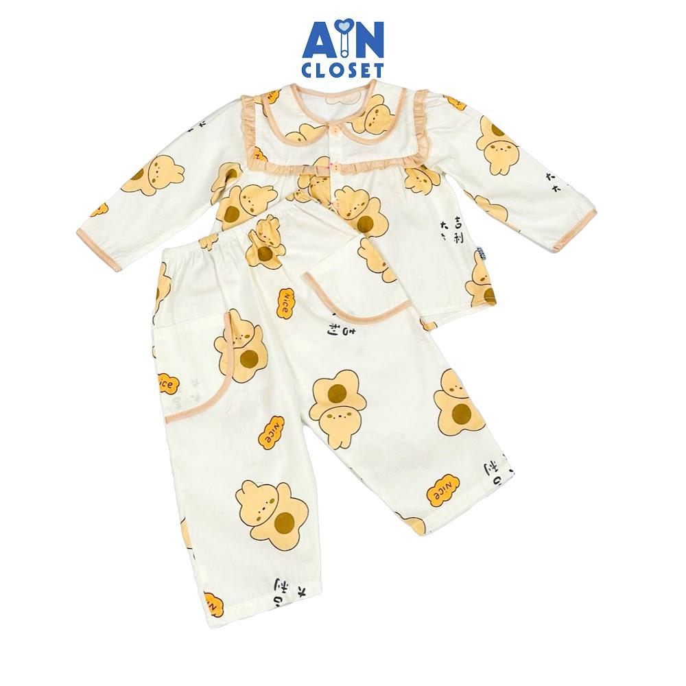 Bộ quần áo Dài bé gái họa tiết Thỏ Vàng cotton - AICDBGFCXTZH - AIN Closet