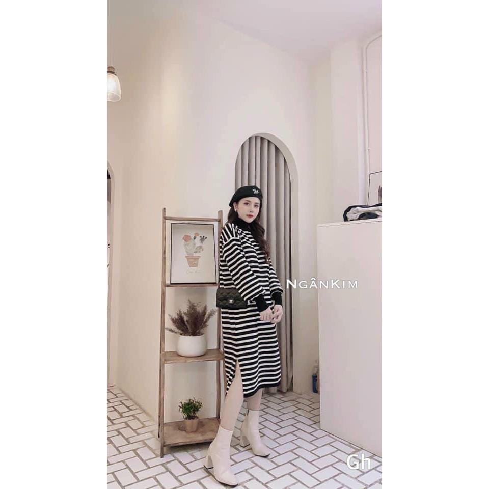 Đầm Bầu, Váy Bầu Thu Đông Chất Len Tăm Siêu Xinh - Mềm Đẹváy bầu Váy Bầu Kẻ len