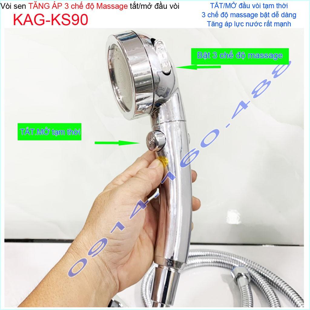 Bộ vòi tắm hoa sen tăng áp massage KAG-KS90, sales shower head bộ vòi sen tắm tia nước mạnh tăng áp siêu sảng khoái