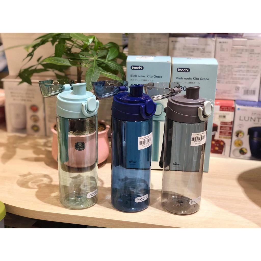 Bình nước nhựa - thể thao sport tập gym Kita Grace chất liệu nhựa nguyên sinh kháng khuẩn Ag+ 620ml BIN620