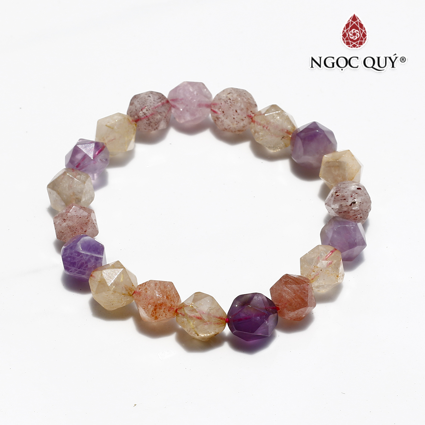 Vòng tay đá super seven facet giác cạnh 10mm - Ngọc Quý Gemstones
