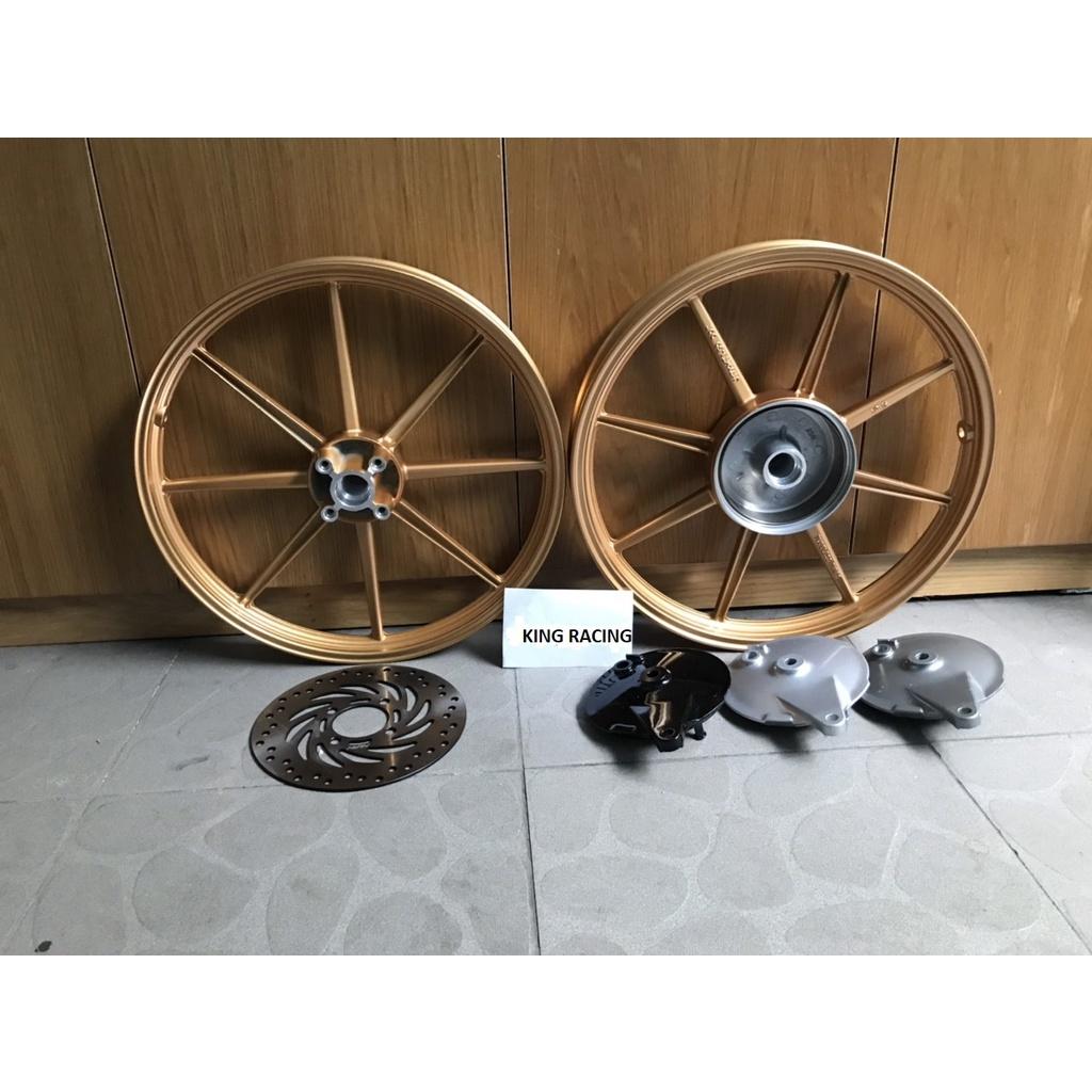 COMBO CẶP MÂM_VÀNH 8 CÂY YA +ĐĨA BÔNG CNC+MÁ ĐÙM GẮN CHO XE SIRIUS, EX135, JUPITER,TAURUS...