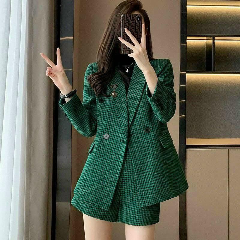 FREE SHIP Set bộ đồ nữ vest dài tay lịch sự, sang chảnh với 2 tone màu sáng da KIM GIA DS