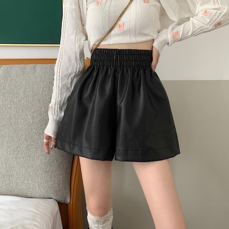 Quần Short Da Nữ Thời Trang - Quần Sóc Da Cạp Chun To Dáng Xòe Hàng Cao Cấp Kanimi