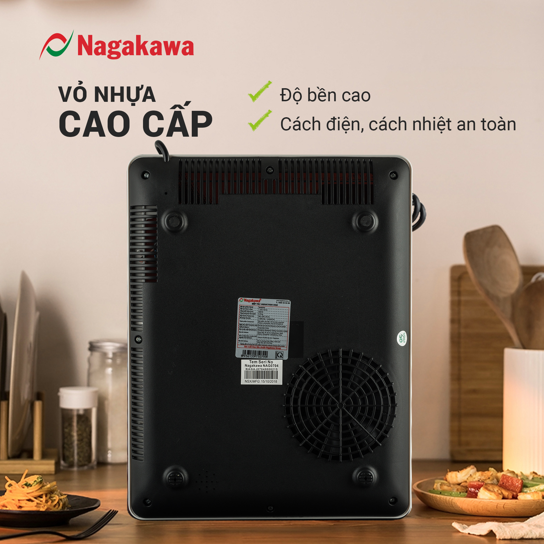 Bếp Từ Đơn Nagakawa NAG0704 (2000W) - Kèm Nồi Lẩu - Hàng Chính Hãng