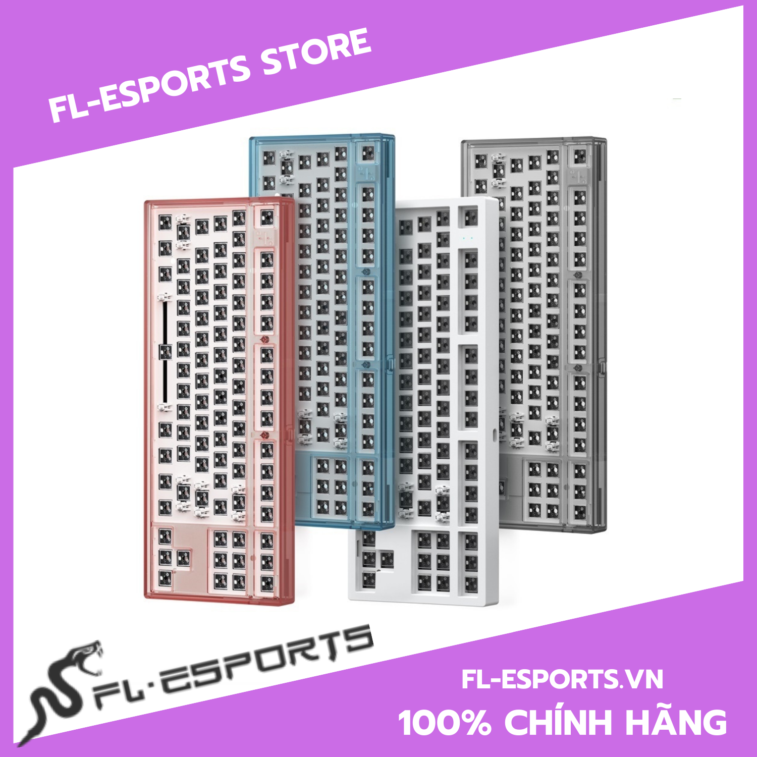 Bộ KIT bàn phím cơ FL-Esports MK870 3 Mode, Mạch xuôi, Led RGB, Hot Swap - Hàng chính hãng