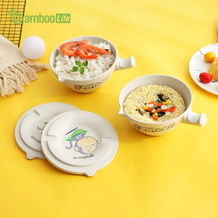 Bát úp mì Bát ăn mì sợi tre Bamboo Life hàng chính hãng BL034 có nắp đậy kèm đũa