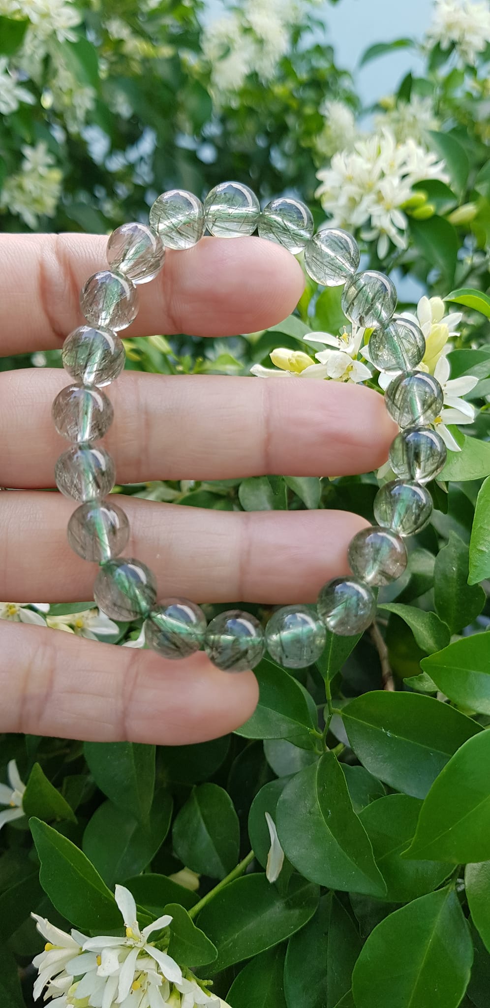Vòng tay nữ đá thạch anh tóc xanh tự nhiên 9mm trong bóng nhuyễn mượt đẹp  Size vòng 9mm Nữ mệnh Thủy Mộc hỏa đeo ạ
