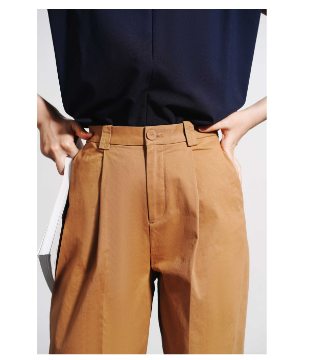 Quần Kaki Nữ Xếp Ly Cotton Form Fitted - Routine 10S21PCAW004