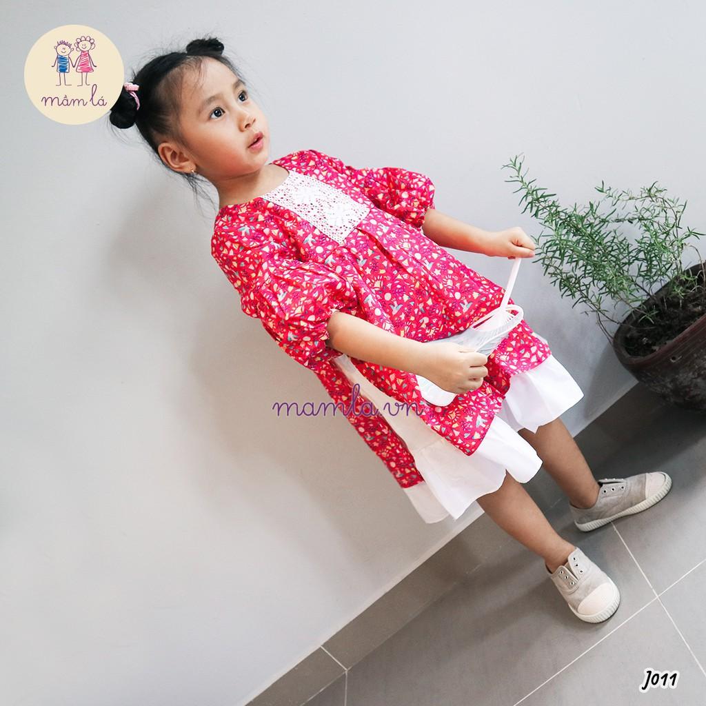 Váy đầm Nora hoa nhỏ hồng đậm | 2Y-6Y