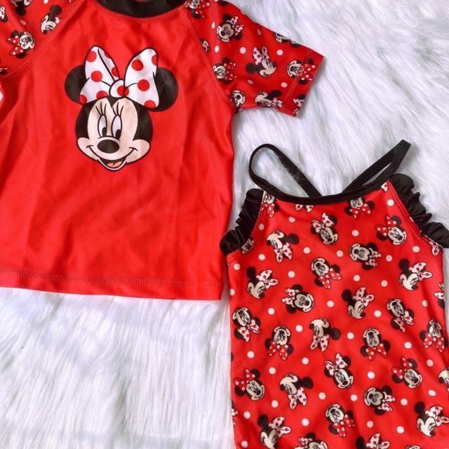 Set đồ bơi Mickey đỏ xuất xịn cho bé gái