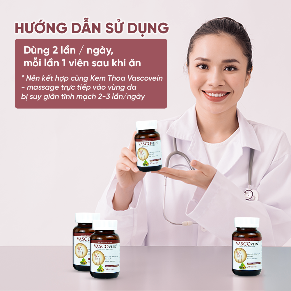 Combo 3 Thực phẩm chức năng Dân Khang Pharma Viên Uống Làm Giảm Và Phòng Ngừa Suy Giãn Tĩnh Mạch Vascovein (30 viên/hộp)