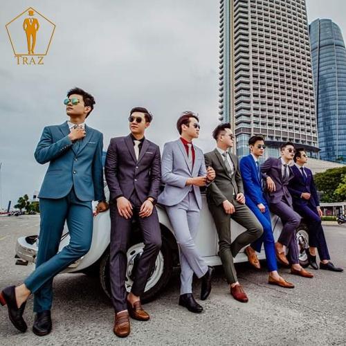 Bộ Đồ Veston Nam Phom Ôm Hàn Quốc Màu Đen, Xanh, Navy, Cổ Vịt Cao Cấp - Trần