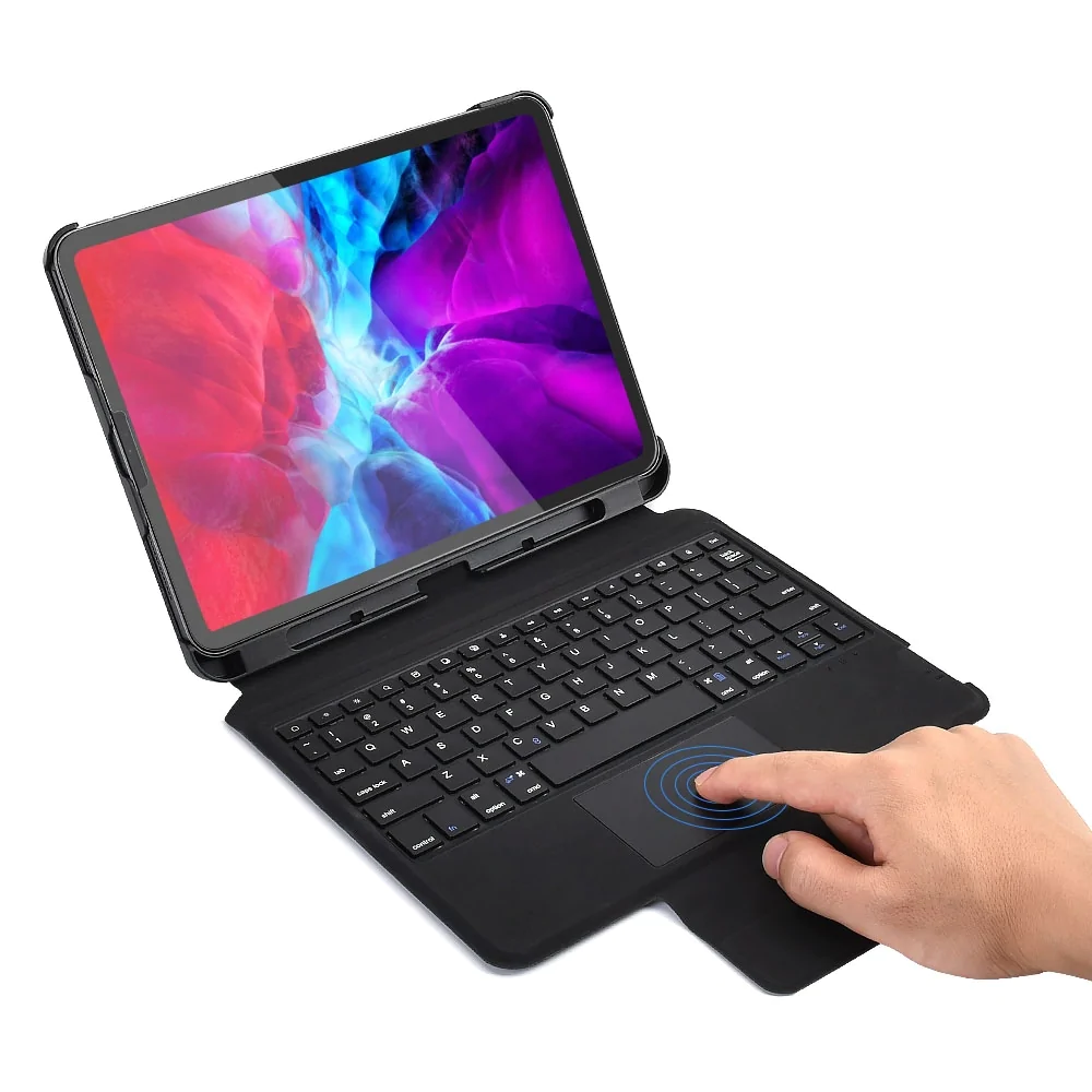 Case bao da bàn phím không dây Bluetooth trang bị touchPad cho iPad Pro 11 2021 Chip M1 / 2020 / Air 4 hiệu CHOETECH BH-012 (cảm ứng mượt mà, gập nhiều hướng, có ngăn đựng bút cảm ứng) - hàng nhập khẩu