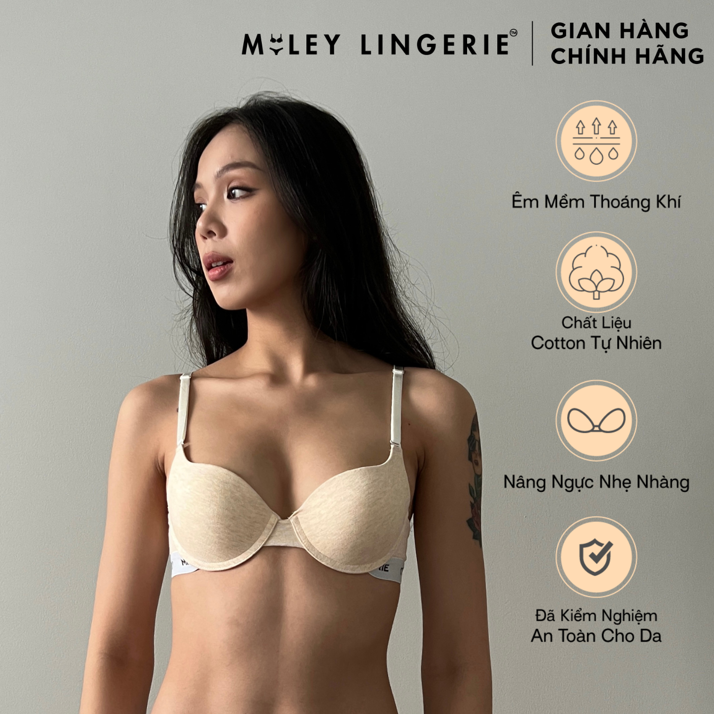 Áo Ngực Melange Miley Lingerie Mút Mỏng Có Gọng Nâng Ngực - Màu Trắng Kem BRC14012