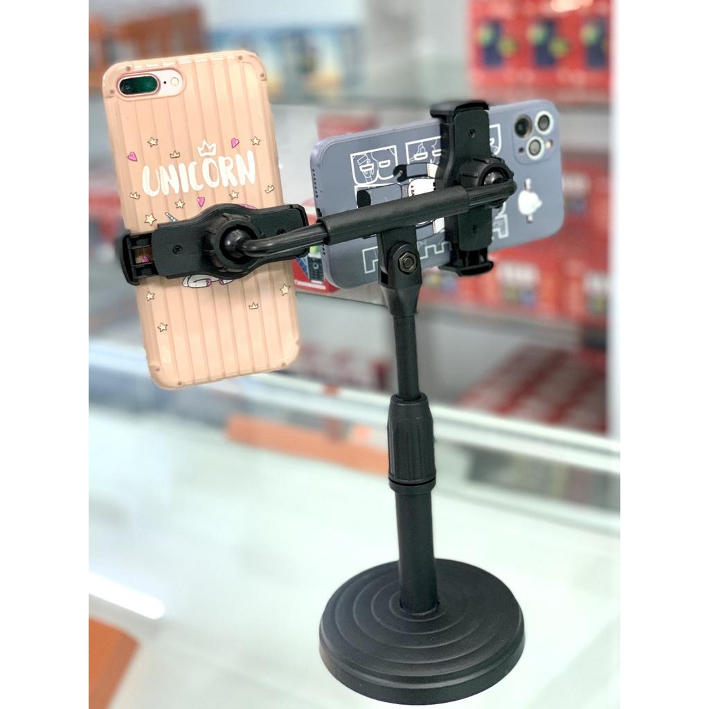 Giá đỡ điện thoại 1 kẹp, 2 kẹp, giá đỡ mic hát xoay 360 độ xem video ổn định