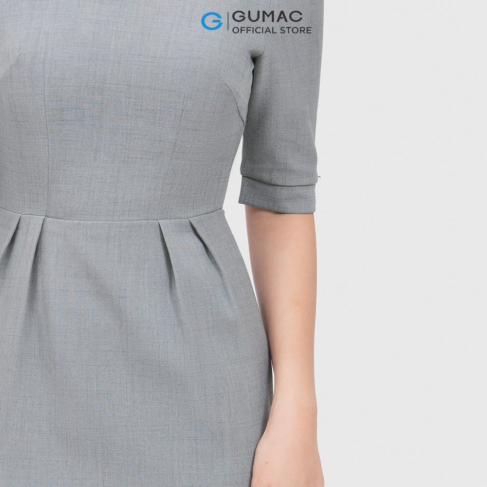 Đầm nữ GUMAC DC04063 form bút chì cổ tròn thời trang công sở