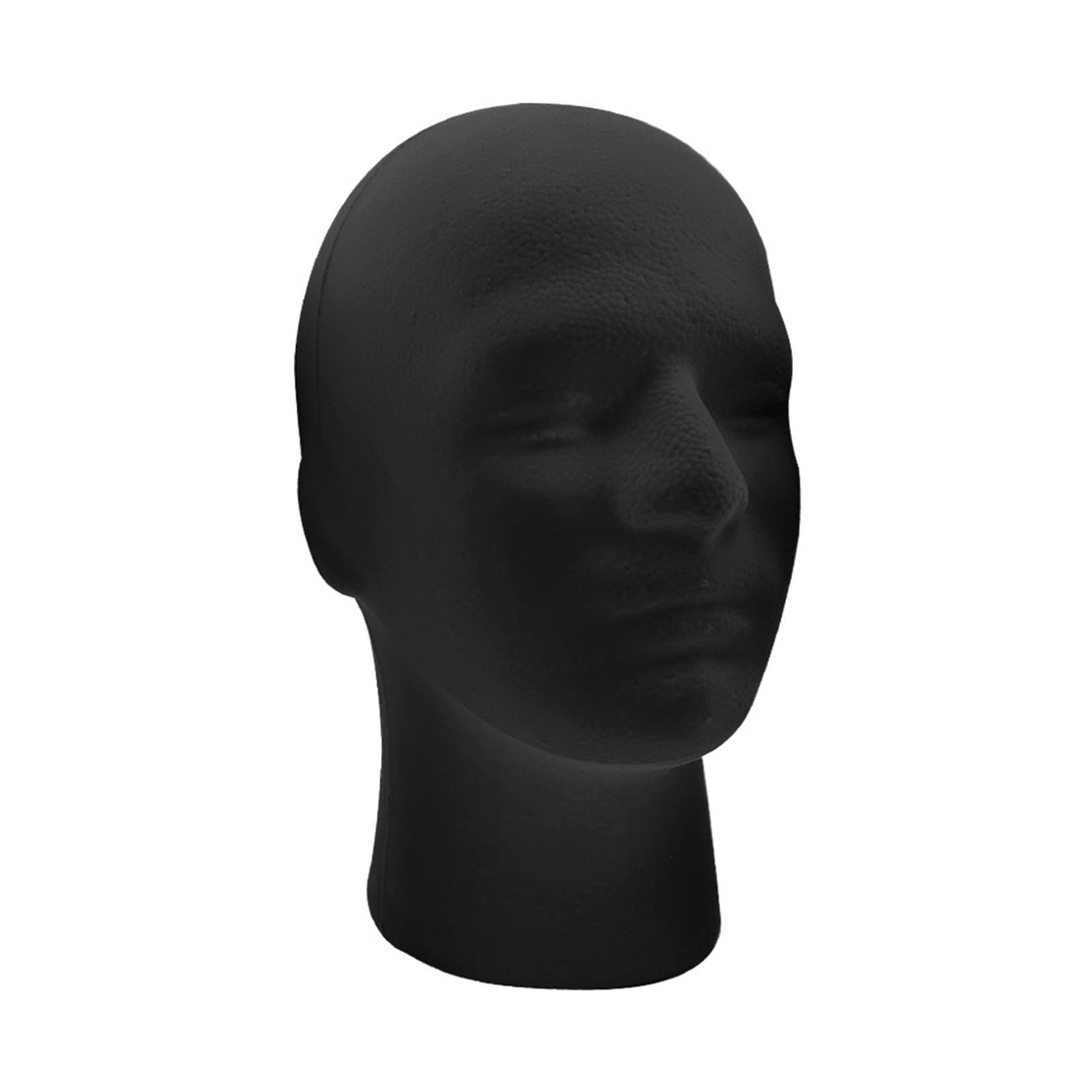 Man'S Head Display Stand Male Stand Model Foam Stable Black Sturdy Round Base Mannequin Head Display Stand for Display Headwear Styling