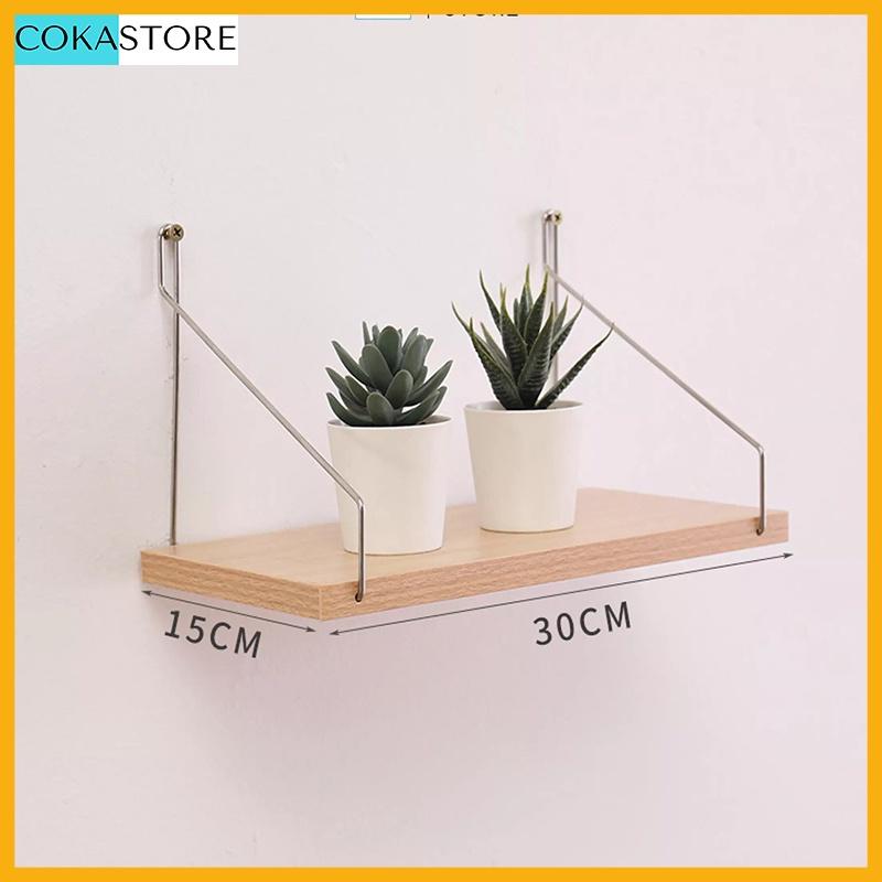 Kệ Treo Tường Trang Trí Không Cần Khoan Kích Thước 30 Đến 80cm Màu Sắc Đa Dạng - Kèm Phụ Kiện Móc Treo Inox