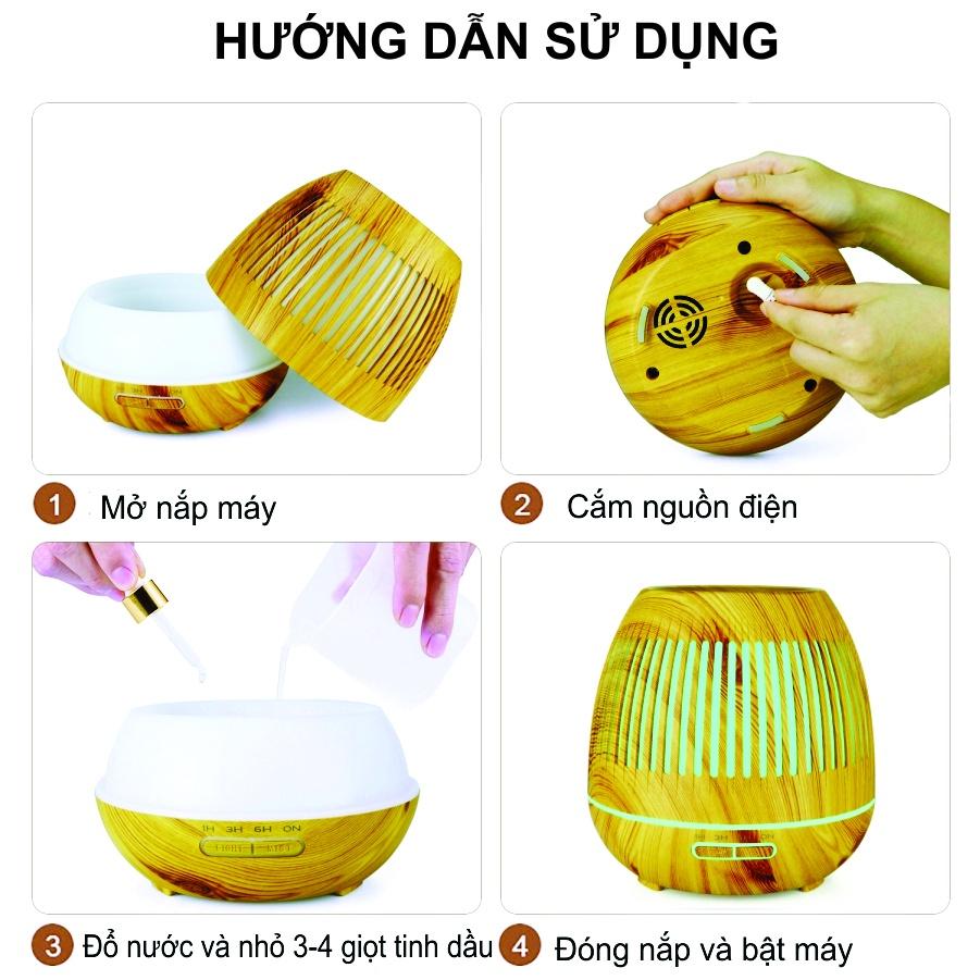 Đèn Xông Tinh Dầu Máy Xông Tinh Dầu Đèn Lồng 500ml (Tặng Tinh Dầu và Điều Khiển)