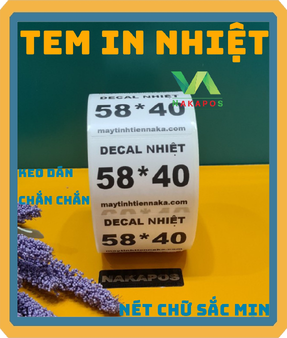Giấy in nhiệt, in mã vạch, in dán tem phụ, in tem cân 58x40mm