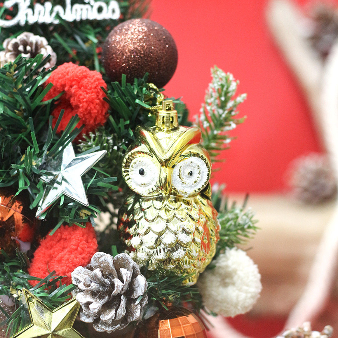 Cây Thông Noel Hàn Quốc THQ17 Chim cú 40cm Cây Thông Vintage Trang Trí Giáng Sinh