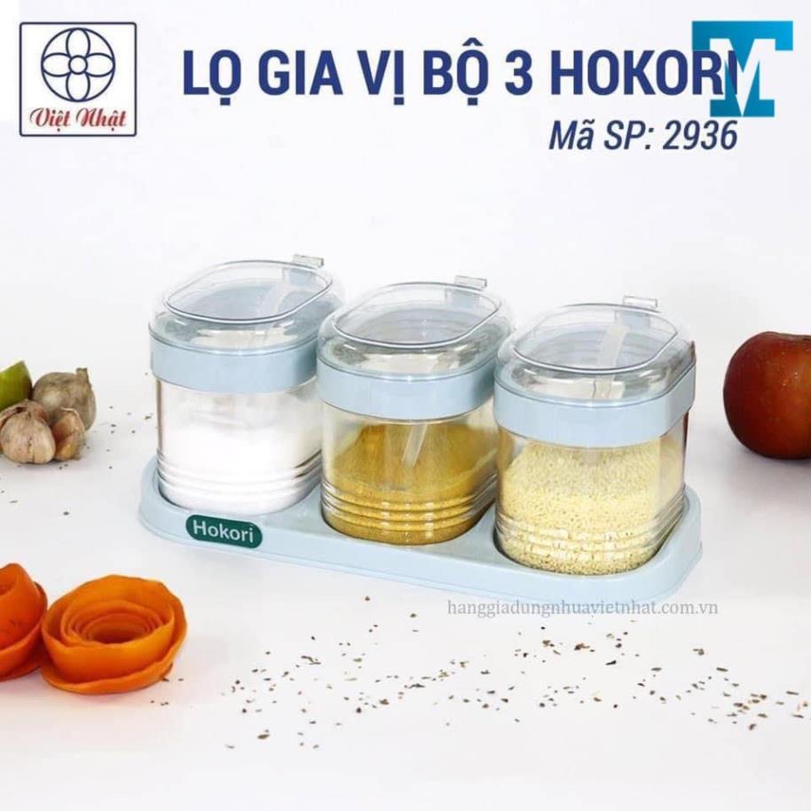 Bộ 3 hũ đựng gia vị Việt Nhật Hokori