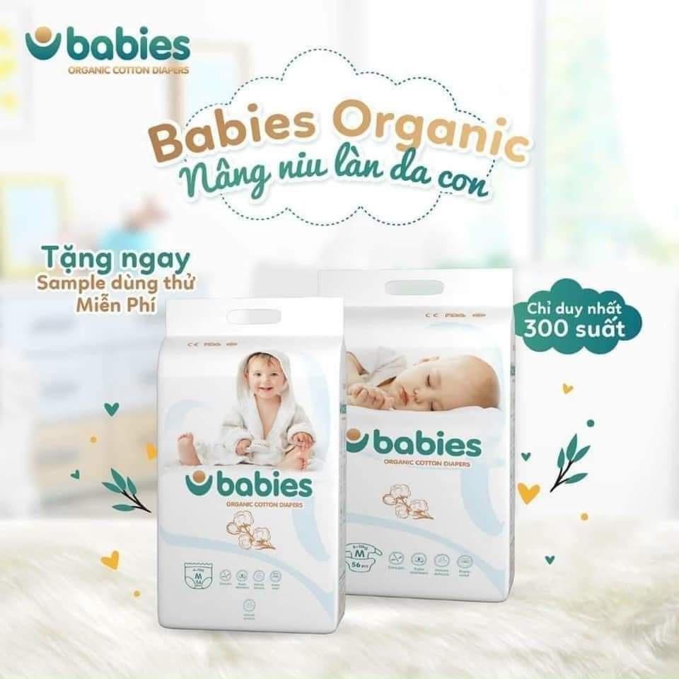 Combo 4 bịch Bỉm tã BABIES ORGANIC an toàn cho bé [Dán S66/M56/L46] [Quần M54/L50/XL46/XXL40]