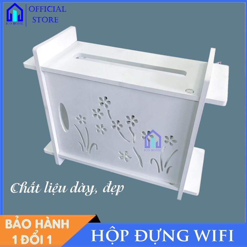 Hộp đựng wifi treo tường KHÔNG CẦN KHOAN hình hoa mai kiểu mới nhỏ gọn giá rẻ - ICO HOME