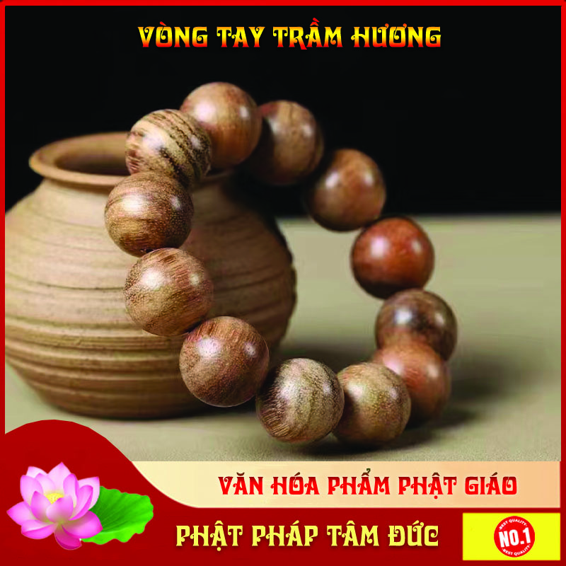Vòng Tay Trầm Hương Hạt Tròn Đơn Phong Thủy - Trầm Hương Tự Nhiên 100%