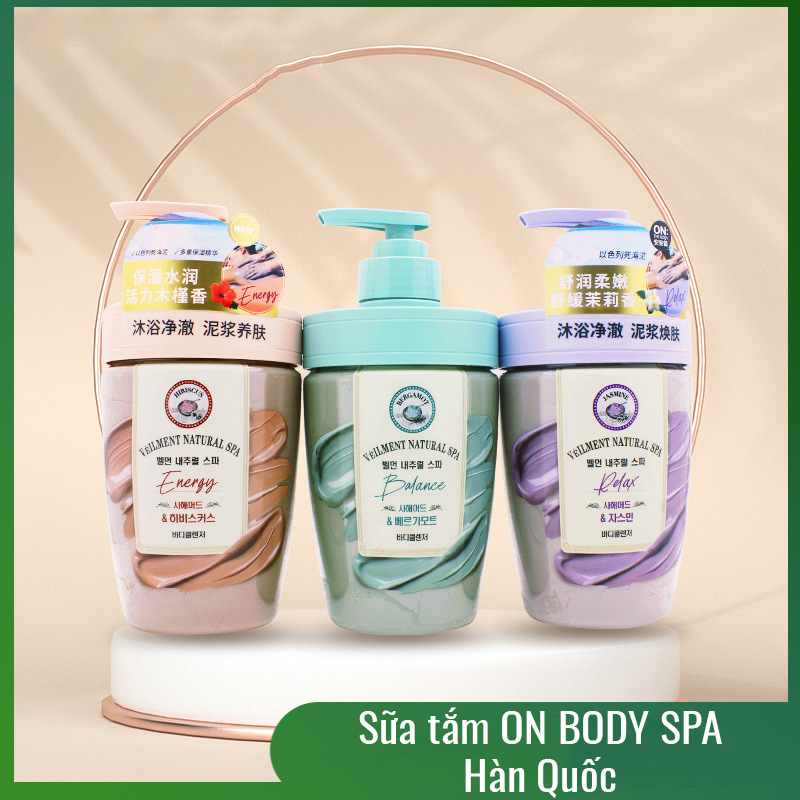 Sữa tắm bùn trắng da tẩy tế bào chết ON:The Body Veilment Natural Spa Hàn Quốc 500ml