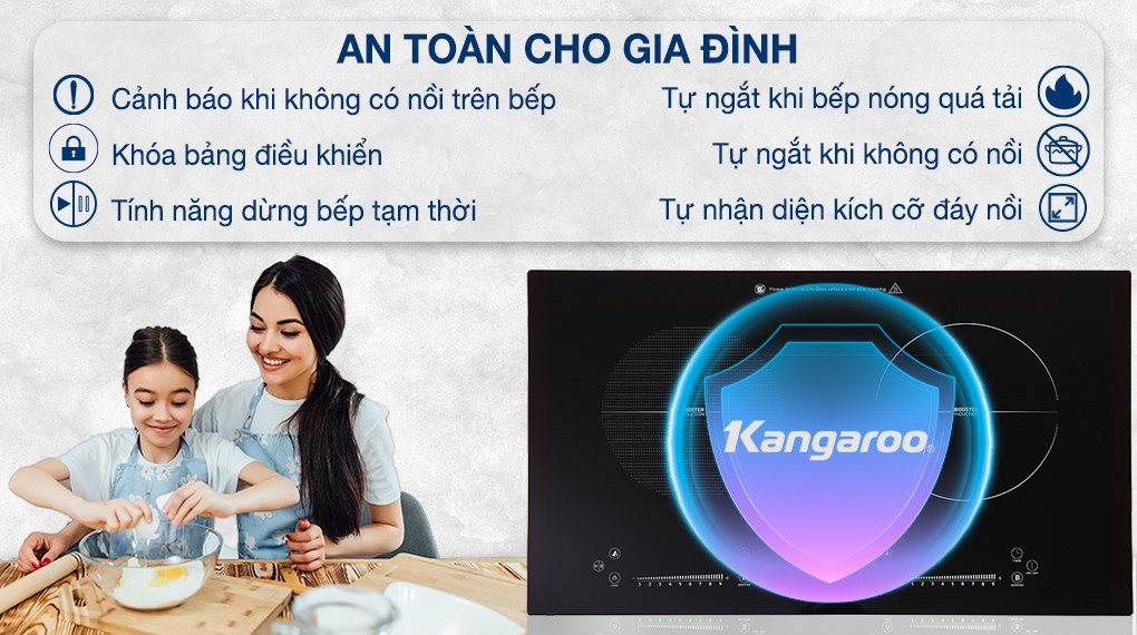 Bếp từ đôi lắp âm Kangaroo KG855i - Hàng chính hãng