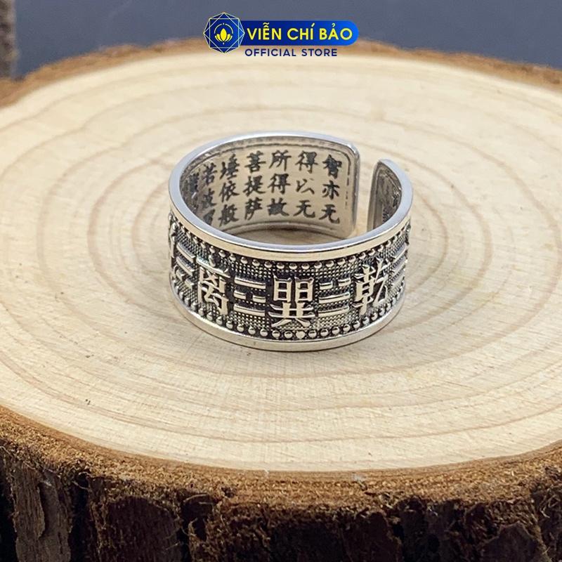 Nhẫn bạc nam Cửu kinh bát quái - Bát nhã tâm kinh chất liệu bạc Thái S925 Viễn Chí Bảo N101250