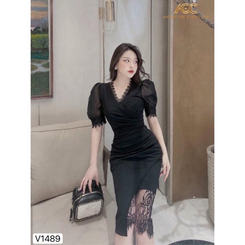 Đầm body phối voan/ren (Free/big size XL, 2XL