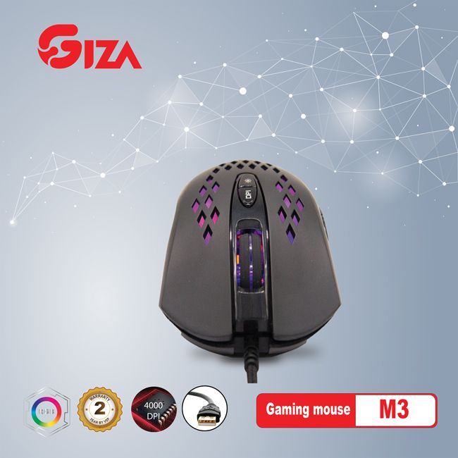 Chuột chuyên game GIZA M3- cổng USB HN Led RGB Gaming 4000 DPI - HÀNG NHẬP KHẨU