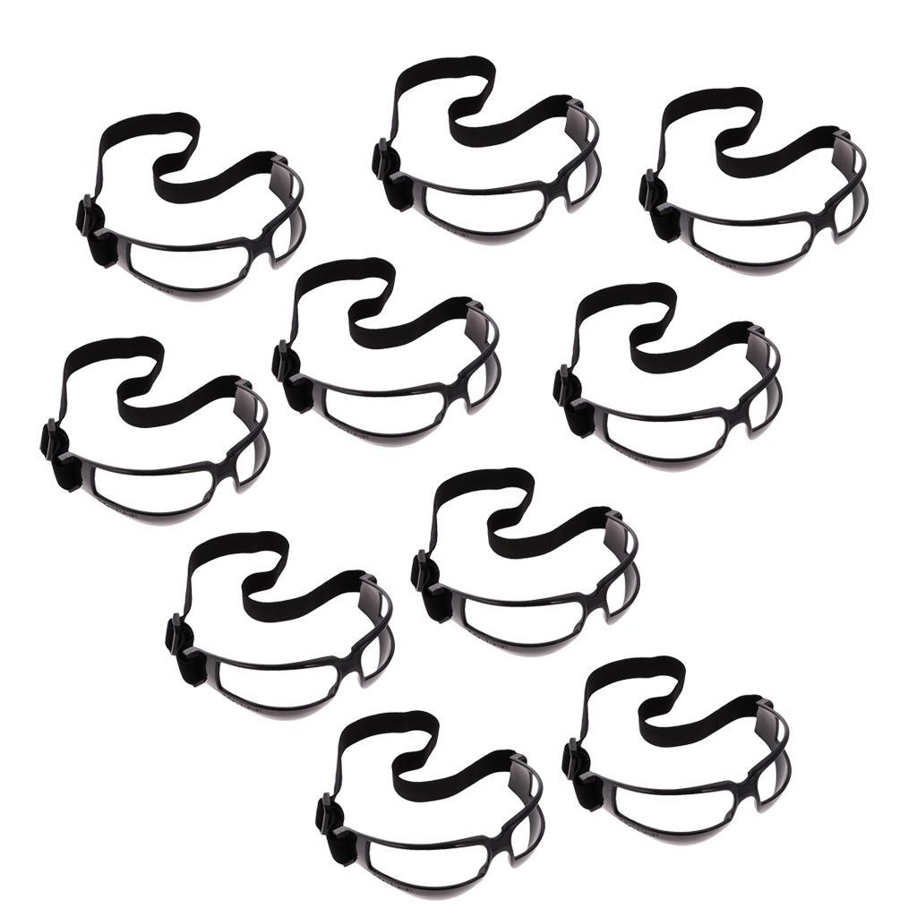 10 Pieces Professional Basketball Glasses Dribble Specs Sports Eyewear Training Goggles Black