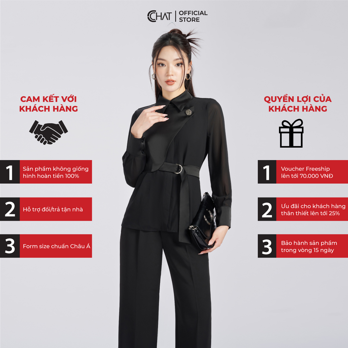 Áo Sơ Mi Nữ Kiểu Dập Ly Tà Bong Kèm Phụ Kiện Chất Chiffon Cao Cấp 53FDH8016ST