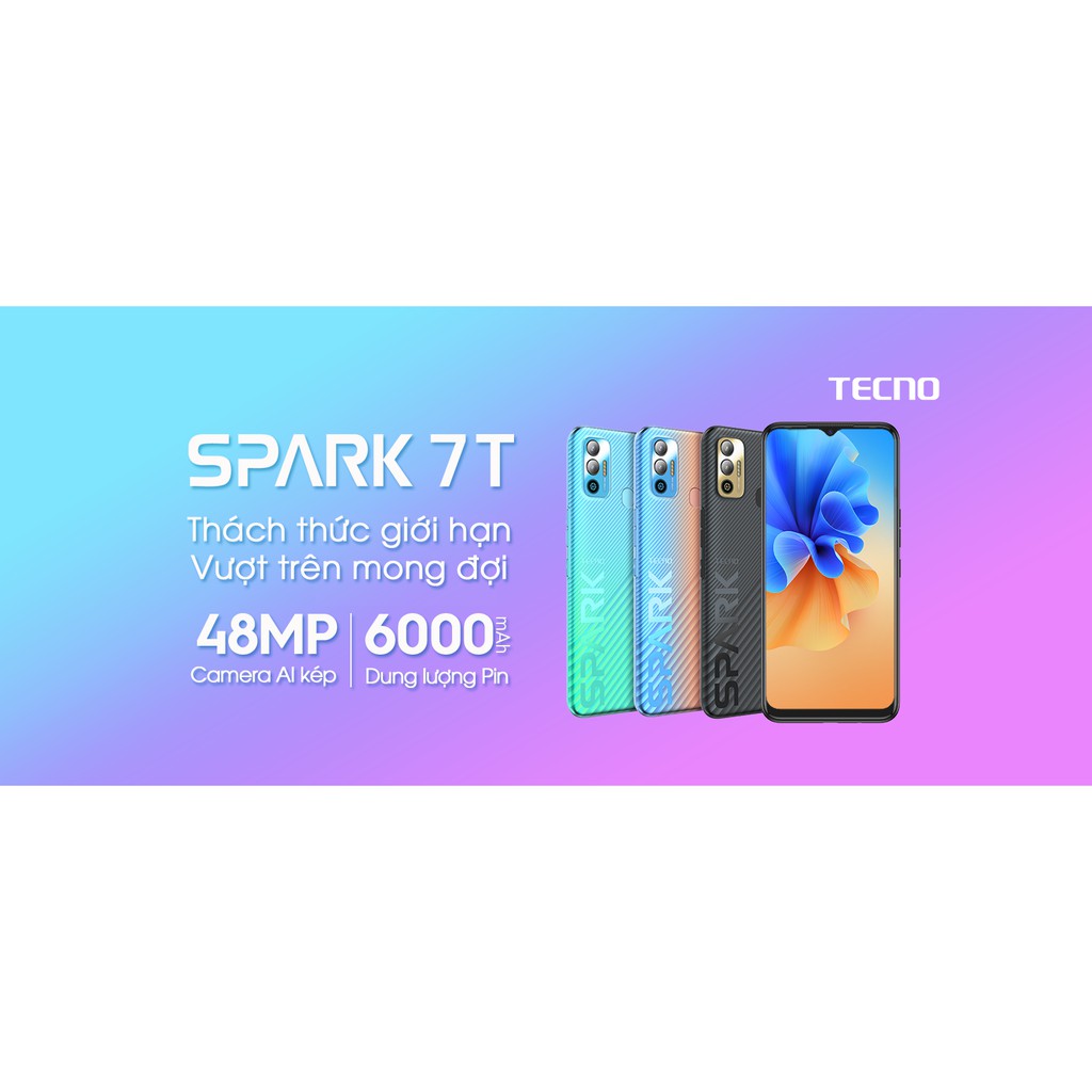 Điện Thoại TECNO Spark 7T (KF6P) 4GB/64GB - Camera 48MP | 6000 mAh | Helio G35 | Hàng Chính Hãng - Hàng Chính Hãng