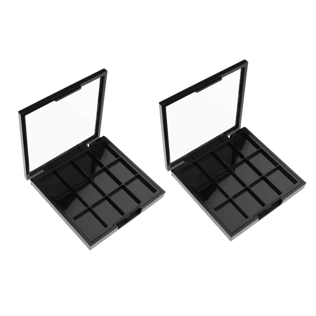 2pcs Empty Makeup Eyeshadow Palette Blusher Lipgloss Powder DIY Case 12 Grid