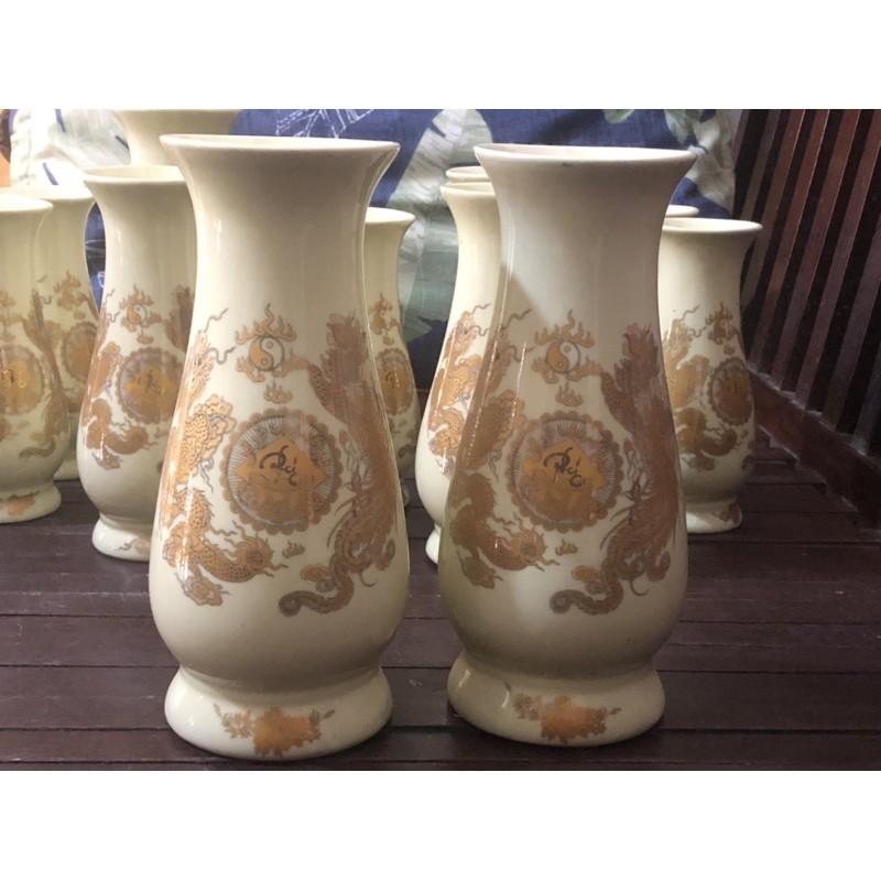 Lọ Hoa Thờ Men Vàng Hoạ Tiết Long Phụng